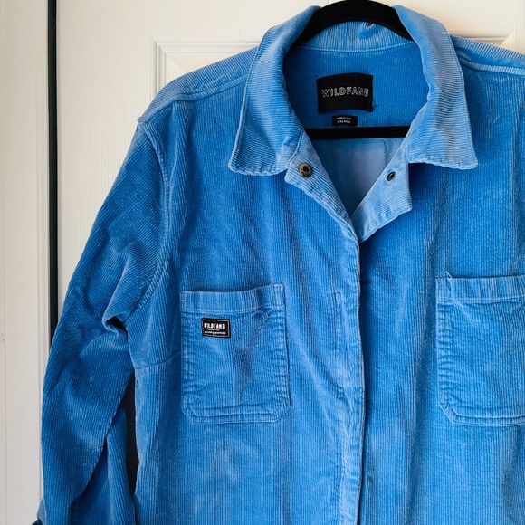 WILDFANG High Waisted Blue Corduroy Coveralls - Picture 1 of 7